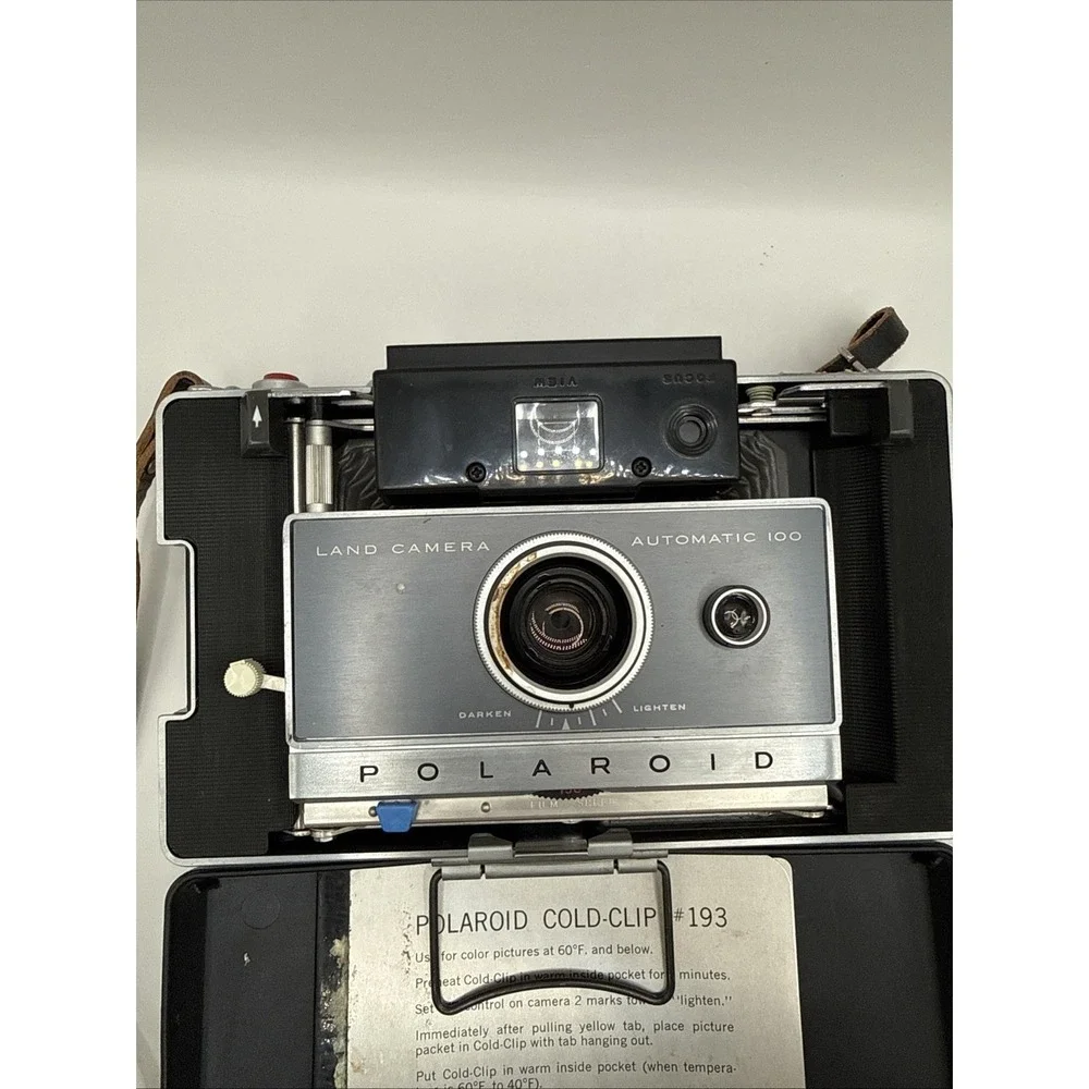 Vintage Polaroid Land Camera Model 100 w/ Original Strap And Case UNTESTED